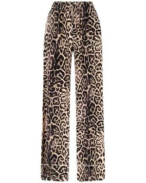 Ermanno Scervino Silk Pyjama Trousers, Animalier Pattern - White