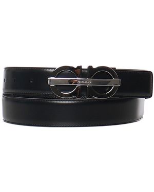 Ferragamo Leather Gancini Belt - Black