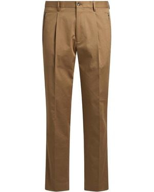 Etro Khaki Stretch Cotton Gabardine Trousers - Natural
