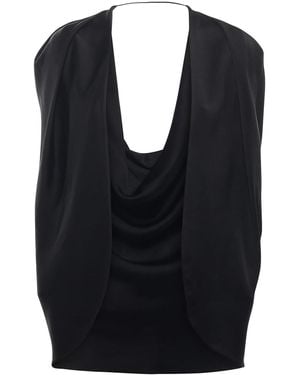 Genny Satin Cape With Drape - Black