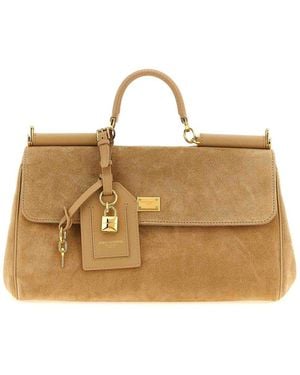 Dolce & Gabbana My Sicily Suede Handbag - Natural