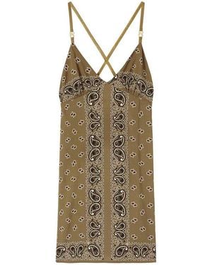 Palm Angels Paisley-Print Slip Dress - Green