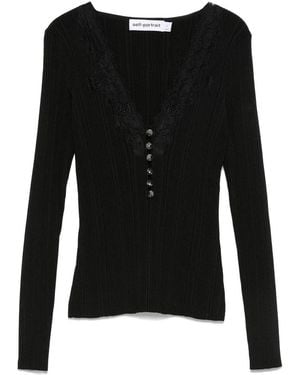 Self-Portrait V-Necked Jumper - Black