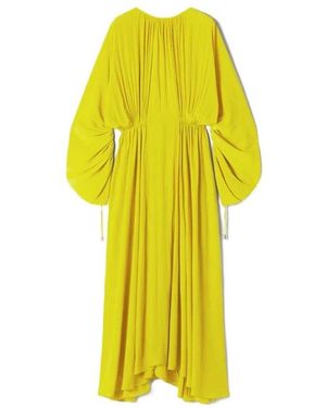 Lanvin Crew-Neck Midi Dress With Draped Detail - Yellow