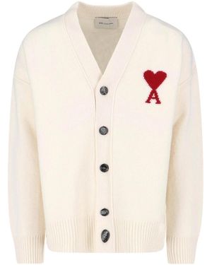 Ami Paris Ami De Cur Cardigan - Natural