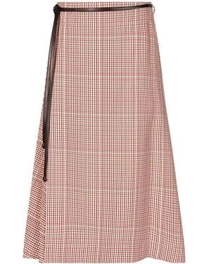 Bottega Veneta Checked Midi Skirt - Pink