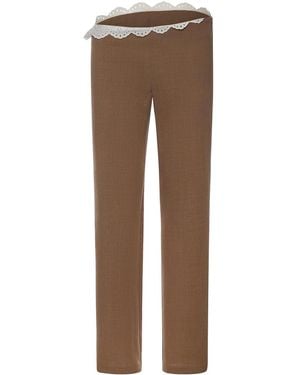Magda Butrym Wool Pants With Lace Waistband - Brown