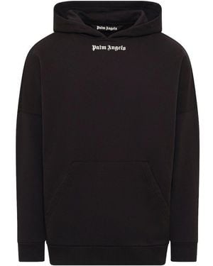 Palm Angels Cotton Hoodie With Logo - Black