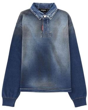 DSquared² Polo Con Effetto Denim - Blu