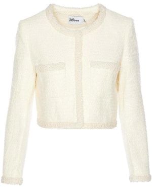 Self-Portrait Boucle Pearl Jacket - White