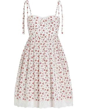 Dolce & Gabbana Roses Print Short Dress - White