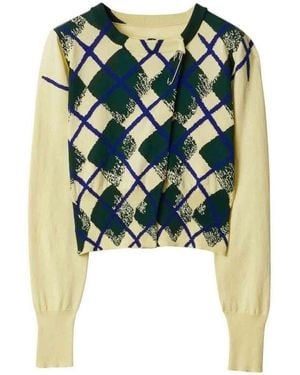 Burberry Cotton Argyle Cardigan - Blue