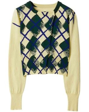 Burberry Cotton Argyle Cardigan - Blue
