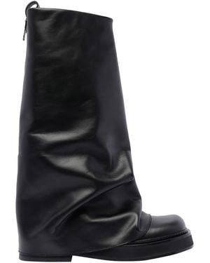 The Attico Robin Combat Boots Flat Sole - Black