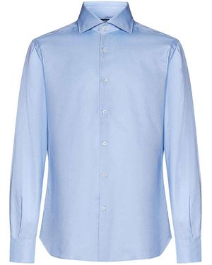 Franzese Collection Cotton Fabric Striped Shirt - Blue