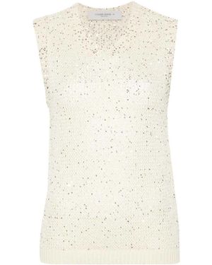 Golden Goose Sequined Knitted Vest - Natural