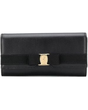 Ferragamo Continental Wallet Vara Bow - Black