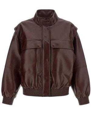 Twinset Leather Effect Bomber Jacket - Brown