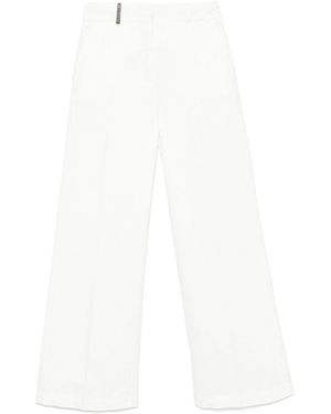 Peserico Wide Leg Cotton Pants - White