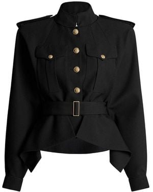 Balmain Wool Belted Jacket - Black