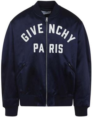 Givenchy Satin Relaxed-Fit Bomber Jacket - Blue