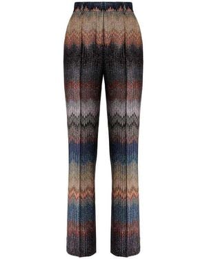 Missoni Zigzag-Pattern Glitter-Effect Trousers - Grey