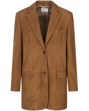 GIUSEPPE DI MORABITO Suede Long Blazer - Brown