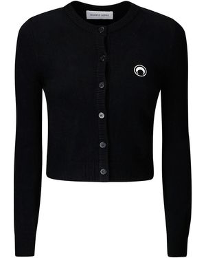 Marine Serre Moon Logo Knit Fitted Cardigan - Black