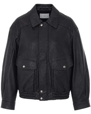 DUNST Giacca Di Pelle Nera Oversize - Nero
