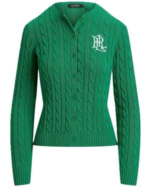 Ralph Lauren Ralhan-Long Sleeve-Cardigan-Gassed Cotton - Green
