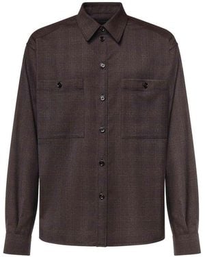 Dolce & Gabbana Wool Blend Check Shirt - Brown