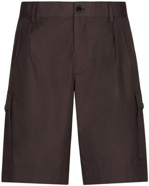 Dolce & Gabbana Cotton And Silk Shorts - Brown