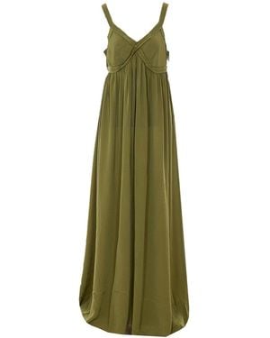 Essentiel Antwerp Vestito Maxi Giacobino Oliva Martini - Verde