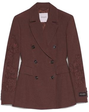 ERMANNO FIRENZE Double-Breasted Jacket With Embroidery - Brown