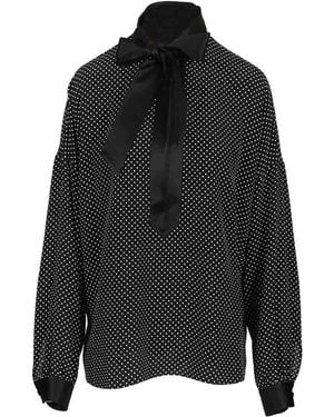 Tom Ford Polka Dot Silk Satin Blouse - Black