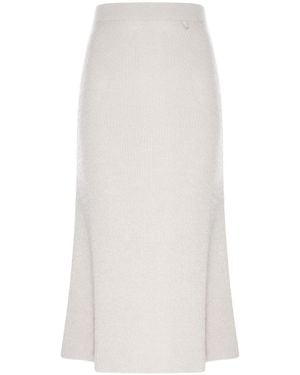 Herno Knit Midi Skirt With Lurex Yarn - White