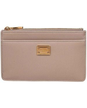 Dolce & Gabbana Leather Holder Plonge Taupe Color - Natural