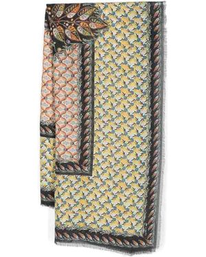 Etro Floral-Print Frayed Scarf - Yellow