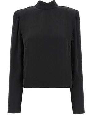 ROTATE BIRGER CHRISTENSEN Satin Drapy Back Top - Black