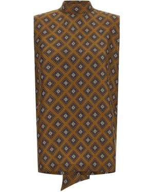 Alberto Biani Tie Print Top - Brown