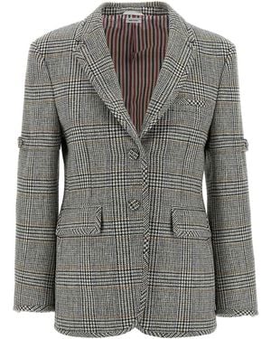 Thom Browne Prince Of Wales Blazer - Grey