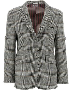 Thom Browne Prince Of Wales Blazer - Gray
