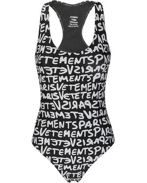 Vetements Graffiti Monogram Swimsuit - Black