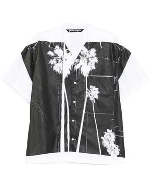 Palm Angels Palm Tree-Print Cotton Shirt - Black