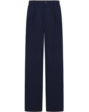 Giorgio Armani Wide-Leg Tailored Linen Trousers - Blue