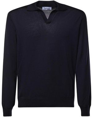 Giuliano Galiano Wool Polo Jumper - Blue