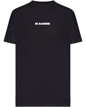 Jil Sander Crew Neck Cotton T-Shirt With Logo - Black