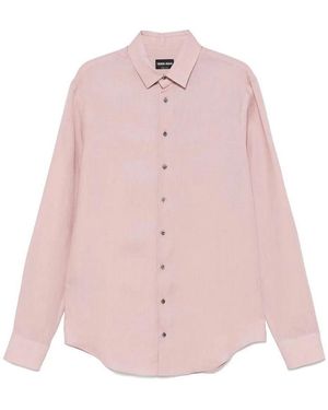 Giorgio Armani Regular Fit Linen Shirt - Pink