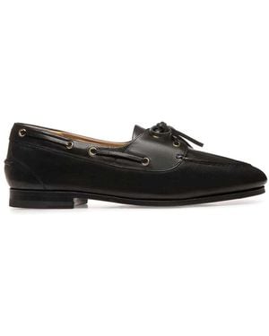 Bally Leather Moccasins With Lace-Up Detailing And Debossed Logo - Black