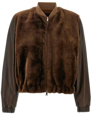 Fabiana Filippi Fur Waistcoat Bomber Jacket - Brown